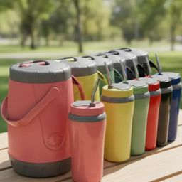 Kit Tereré térmico c/ cuia Unitermi Garrafa de água e Jarra Térmica Tererê Canudo Inox P/ Mate erva