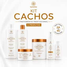 Kit Cachos Profissional S’amontté 6 Itens Ativador 500g Hidratação Nutrição Anti Frizz Curly 2A a 4C