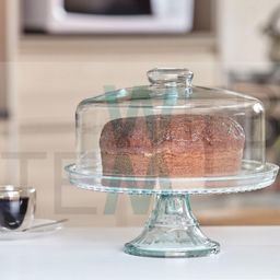 Boleira de Vidro com Pé e Tampa Vitazza Prato 28cm para Bolo, Doces, Sobremesas, Decoração