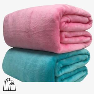 Kit 2 Mantinha Cobertor Manta Casal 2,00m x 1,80m Microfibra Fleece Soft Lisa Inverno
