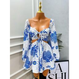 Macaquinho Feminino Crepe Barbie Estampa Farm Lançamento Tendência short por baixo