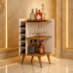 Aparador De Canto Sala De Estar Com Adega Bar Retrô Decoração Hall De Entrada - Malbec