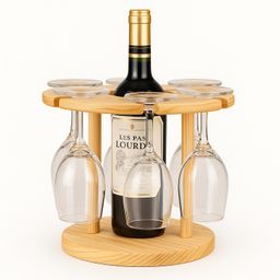 Adega Suporte de taças e Vinho ou Espumante para Mesa Em Madeira Maciça de Pinus