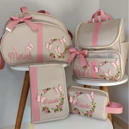 Bolsas Maternidade borboletas e nome sobreposto