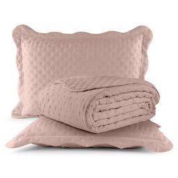 Kit Cobre Leito Colcha King 03 Peças - 200 Fios Toque Macio Micropercal Flex Premium