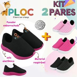 KIT 02 PARES:TÊNIS CALCE FÁCIL P26 MENINA + IATE - MENINA - COR A ESCOLHER