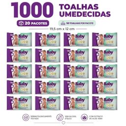 Caixa com 20 Lenços/Toalhas Umedecidas Baby Free c/ 50 Unidades Cada