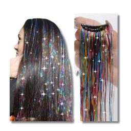 1 Fio tinsel hair, fio metálico extensão de brilho holográfico, sparkle 99 fios, fio gringo, acessórios para tranças