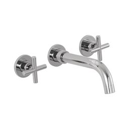 Torneira Para Banheiro Duplo Comando de Parede Cariús Pingoo - Prata