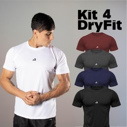 Kit 4 Camiseta Dry Masculina Manga Curta Fitness Academia Corrida CrossFit Poliester Premium