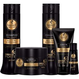 Kit com 5 Linha Cavalo Forte 300ml Haskell Cuidado Com O Cabelo Salao de Beleza Tratamento Capilar Intenso
