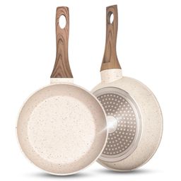 Frigideira Antiaderente Não Usa Óleo Cerâmica Vanilla Cream Branca Bege Fundo Triplo Premium Indução