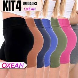 Kit 4 Shorts Legging Feminino Meia Coxa Cintura Alta Bermuda Zero Transparência