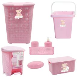 KIT CESTO ROUPAS QUARTO BEBÊ ORGANIZADOR INFANTIL RATTAN LIXEIRA BALDE CAIXA MULTIUSO  KIT HIGIENE