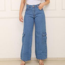 Calça cargo pantalona feminina