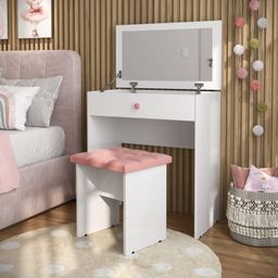 QUEIMA DE ESTOQUE PROMOÇÃO! Penteadeira Escrivaninha Mesa Camarim Com Espelho e Gaveta e  Banqueta Rose