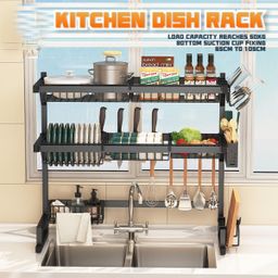 Dupla camada Escorredor De Louças Organizador Aço Inoxidável Com Porta Copos e Porta Talher Para Pia
