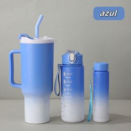 Kit 3 Garrafa Copo Agua Squeeze C/ Adesivos Lembretes beber Agua Tendencia NOVA