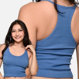 Blusa Regata Cropped Alça Nadador Canelada Impllus Sem Bojo