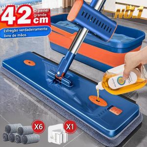 KIT 9  Conjunto De Esfregão E Balde Dobrável De Microfibra Com Raspador De Desaguamento S10