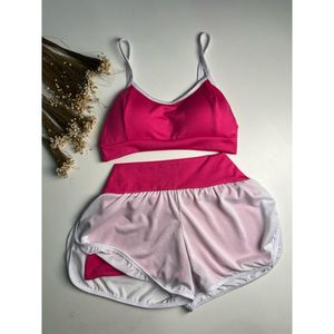 Conjunto Shorts Duplo e Top com Bojo Fitness Academia