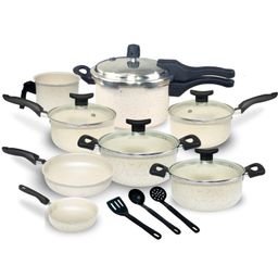 Jogo de Panelas Teflon Munique 11 Pçs com Panela de Pressão fechamento externo de 2.5L