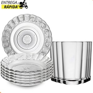 Jogo De Pratos Fundos Aparelho De Jantar Em Vidro 12 Peças