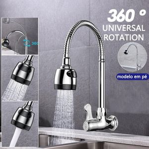Inox Prata Torneira Com Chuveiro Com Rotação De 360° Cozinha Luxo Parede Promoção