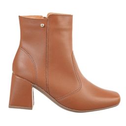 Bota Bico Quadrado Cano Curto Salto Confortável