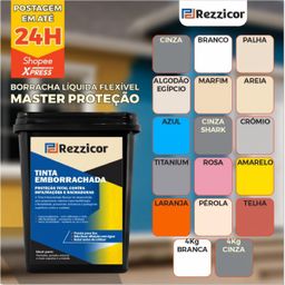 Tinta Borracha 18kg Líquida Rezzicor - Reboco - Laje - Paredes Super Proteção Impermeável Envio 24H