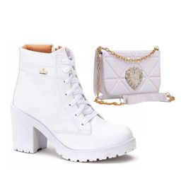 Kit Bota Coturno Tratorado e Bolsa Baladinha Várias Cores Envio Imediato