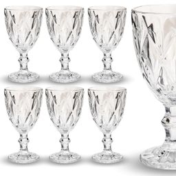 Jogo 6 Taça Diamante Copo Vidro Transparente Bico De Jaca 330ml
