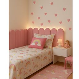 Kit Com Até 15 Cabeceira de Cama Modelo Nuvem  Autocolante de Parede em Módulos Estofados