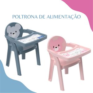 Poltrona de Alimentação Plasutil Infantil Portátil Cadeira Refeição Para Bebê Com Bandeja Para Colorir - Azul e Rosa
