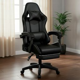Cadeira Gamer Preta Ergonômica Reclinável Confortável Com Rodinha