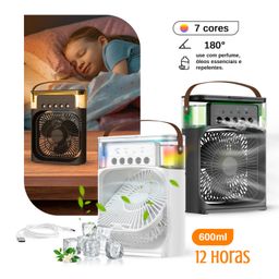 Mini Ar Condicionado Climatizador Umidificador Ventilador Agua E Gelo Com LED Portátil
