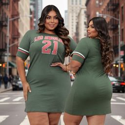 Vestido Estampado Los Angeles Moda Gringa Verão Camisetão Feminino veste até o 58 Blogueira Plus Size Curve