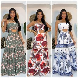 Vestido Longo Com FORO e BOJO, Feminino Com manga Variados super confortáveis e leves qualidade e durabilidade