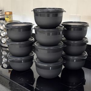 Kit 10 Potes Bowl 1300ml Plástico com Tampa – Marmita Cozinha, Freezer,  Micro-ondas e  Lava-Louças.