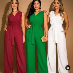 Macacão longo feminino com faixa – pantalona elegante, moda verão, confortável