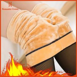ROMANTIC CROWN Meia-Calça Feminina Legging Térmica Forrada Peluciada de Lã Super Elástica Slim