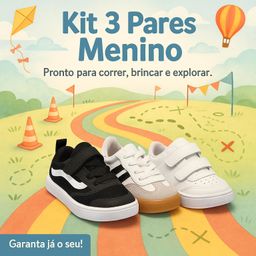 Kit 3 Tênis Bebê Menino – Conforto e Segurança para Brincadeiras - Envio Rápido