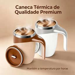 Caneca Misturadora Automática Elétrica USB Bateria Recarregável Mixer Café 380ml Inox para Café