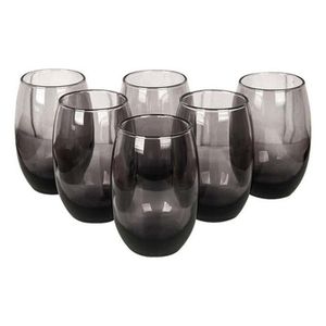 Jogo 6 Copos Luxo Suco Agua Refrigerante Aruba Fumê 465ml