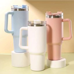 Copo Térmico Grande 1200ml Em Aço Inox Com Alça E Canudo Metal Cor Vibrante