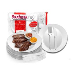 40 Kit Churrasco Faca Garfo Prato Descartável 120 Un