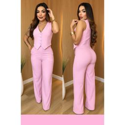 CONJUNTO GABI. MODA FEMENINA COLETE E CALÇA ALFAIATARIA