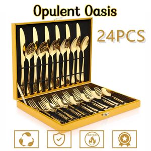 Opulent Oasis>Kit Jogo Talheres Inox 24pçs Slim faqueiro Em Aço para cozinha utensílios domésticos
