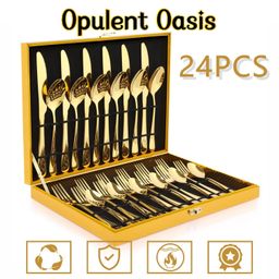 Opulent Oasis>Kit Jogo Talheres Inox 24pçs Slim faqueiro Em Aço para cozinha utensílios domésticos