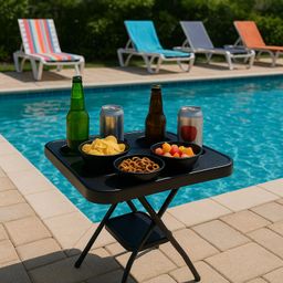 Mesinha Dobrável Portátil Petisqueira Piscina Pescaria Camping Praia